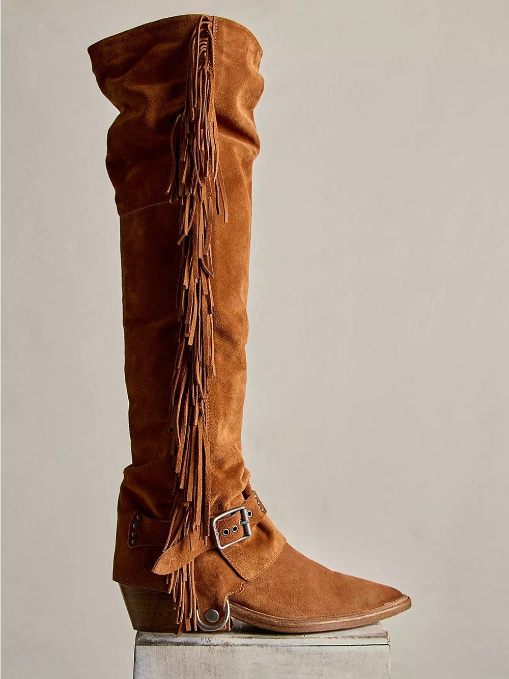 New Free People Alyse Convertible Over-The-Knee Suede Fringe Boho Boots